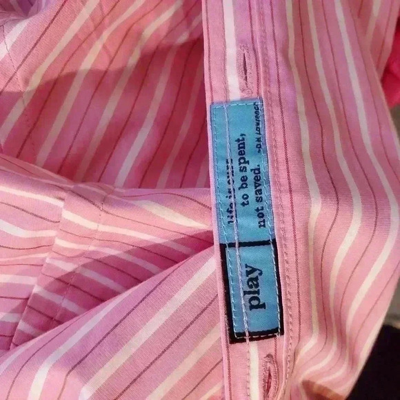 Roar Pink Striped Short Sleeve Button Up Shirt Sz XXL - Picture 7 of 7